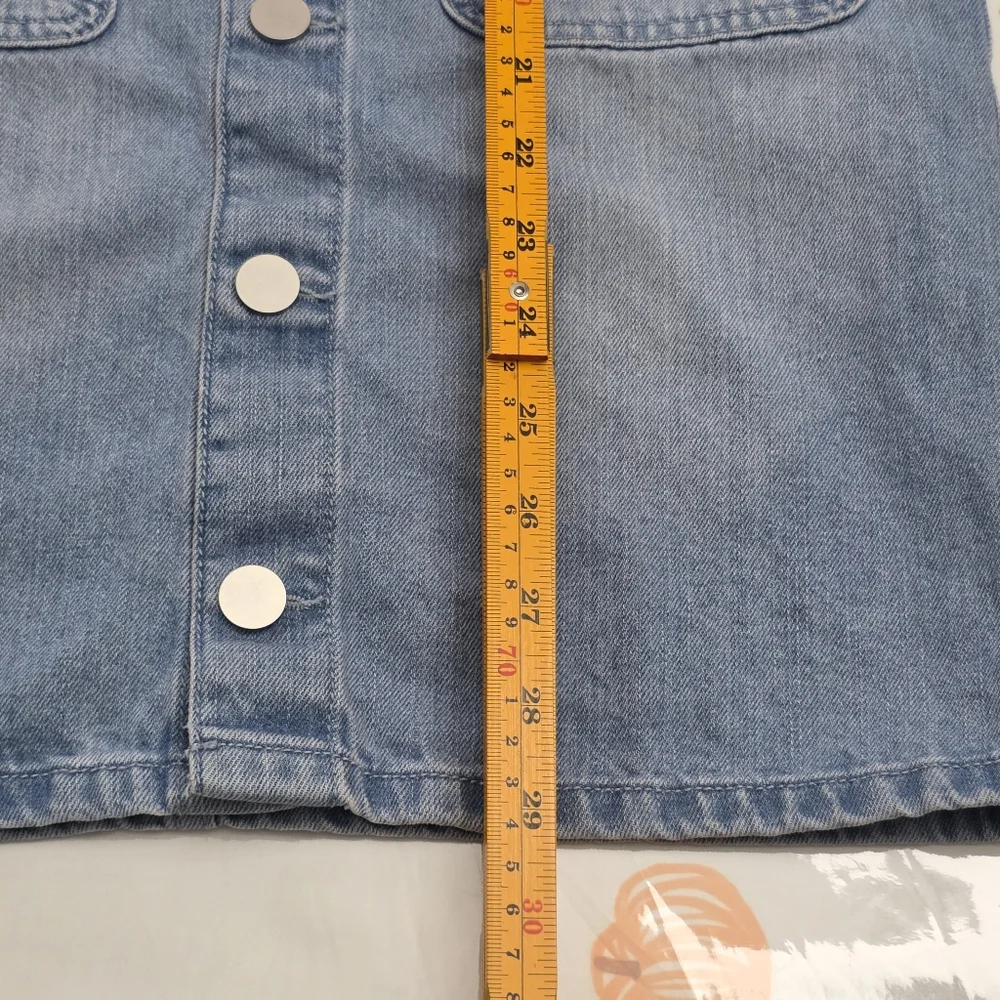 Girls Light Blue Cotton Denim Buttoned Overall Dress Size 12 NEW